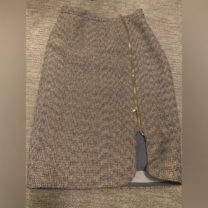 Tweed shimmery gold zipper pencil skirt